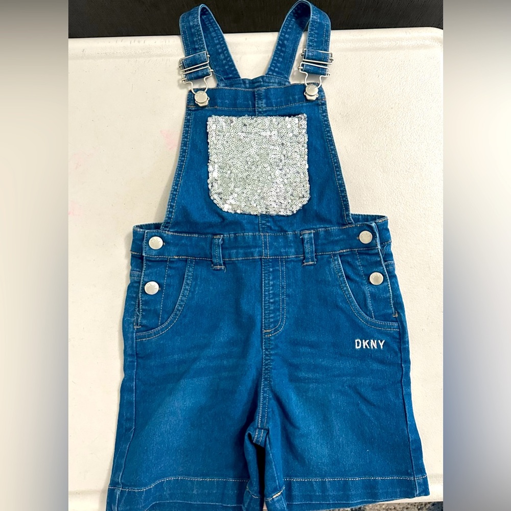 DKNY Denim romper Silver front pocket. Excellent used condition.
